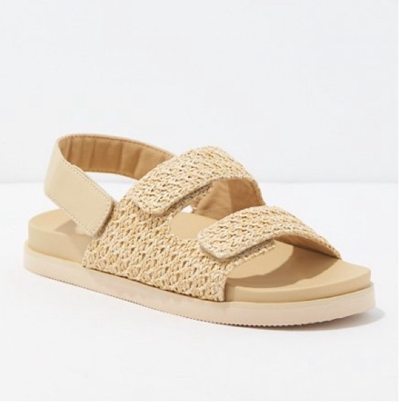 American Eagle Outfitters Shoes - AE Raffia Slingback Velcro Sandals - Size 8